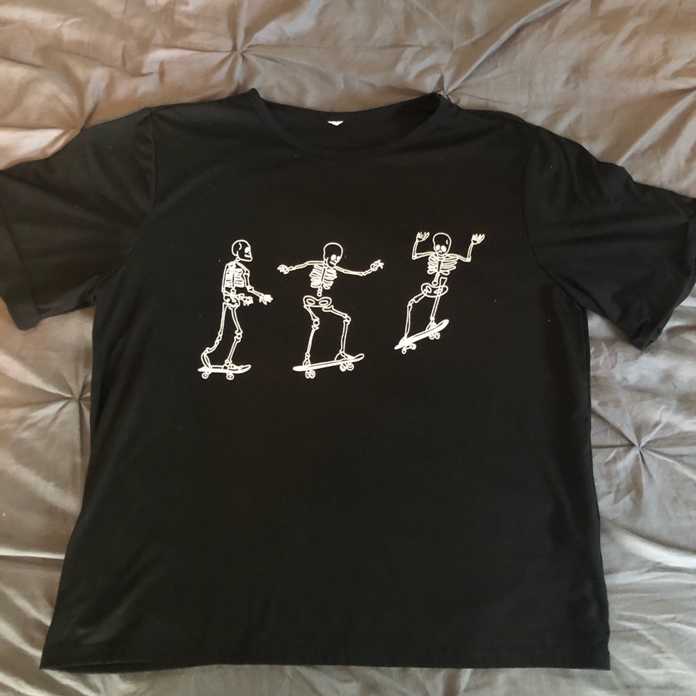 shein urban outfitters skeleton skater t-shirt